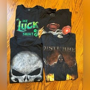 (4) Men's Black Graphic T-Shirts Size 2XL